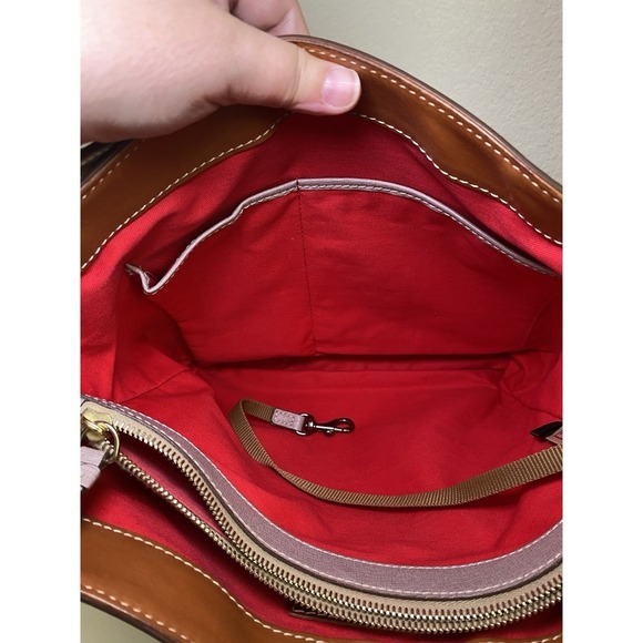 Dooney & Bourke Saffiano Leather Ashby Blush Gray Brown Strap Shoulder Bag Hook - Picture 13 of 16